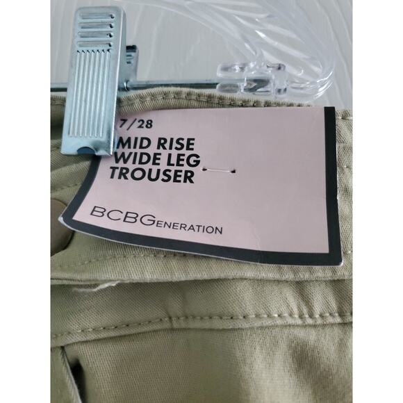 NWT BCBG Generation Trouser Wide-Leg Pants Womens 7/28 Kahki/Green/Tan - Picture 3 of 10